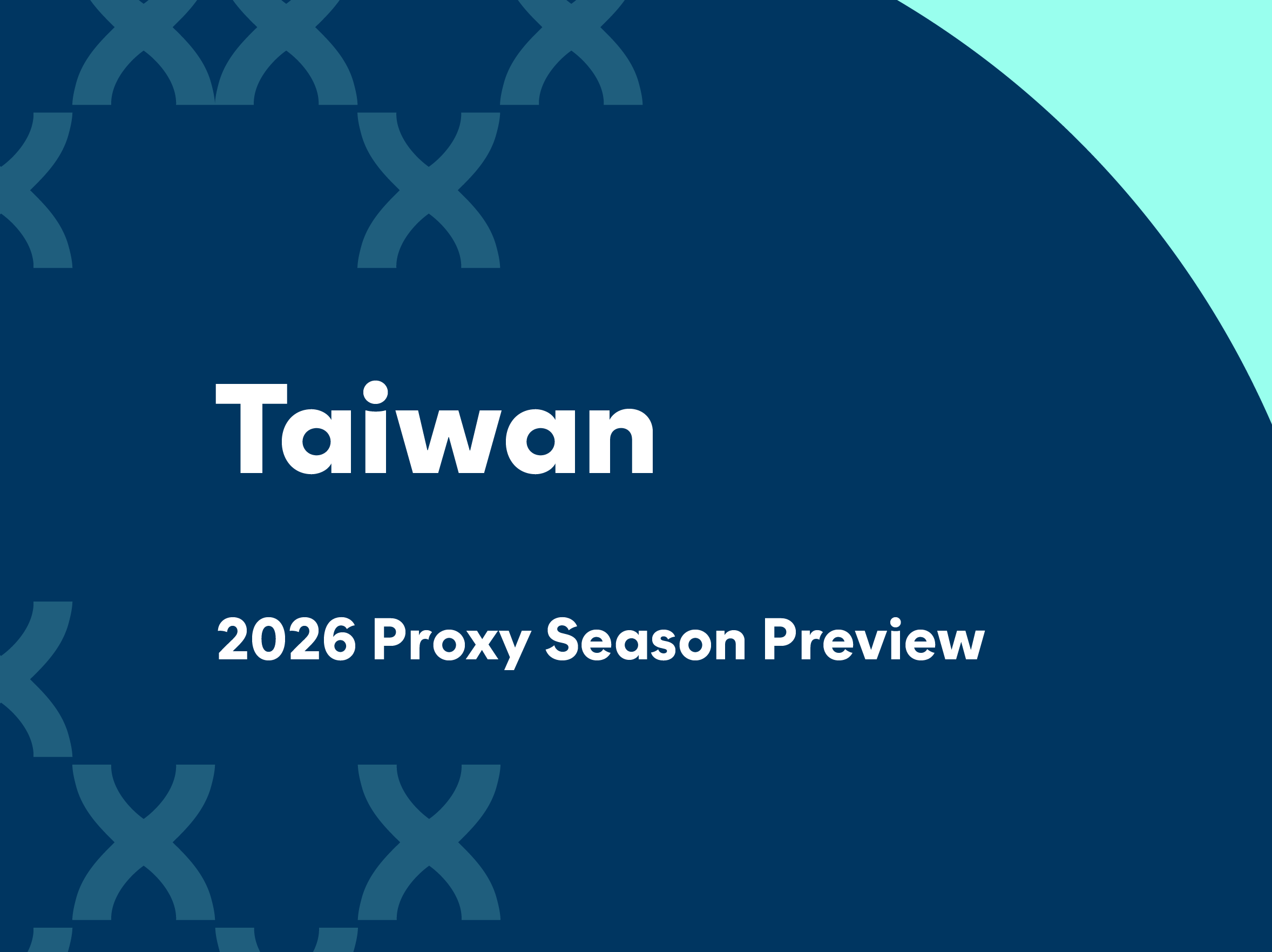 Taiwan corporate governance 2026 proxy season preview graphic with blue background and abstract pattern