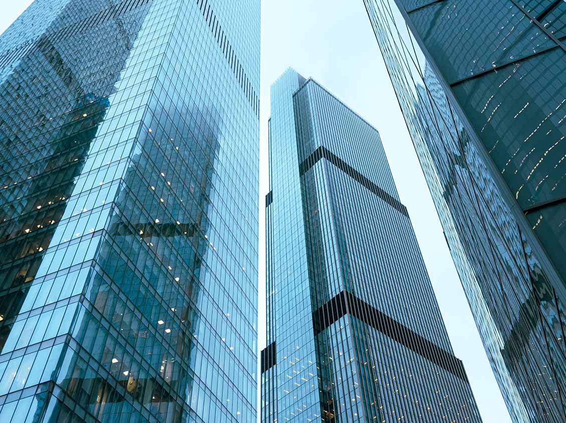 Image of modern buildings from a worms eye view